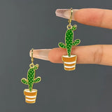 Summer Colorful Oil Necklace Leaves Cactus Earrings