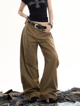 Retro Washed Deconstruction Machete Overalls Women's Loose Straight All-matching Wide Leg