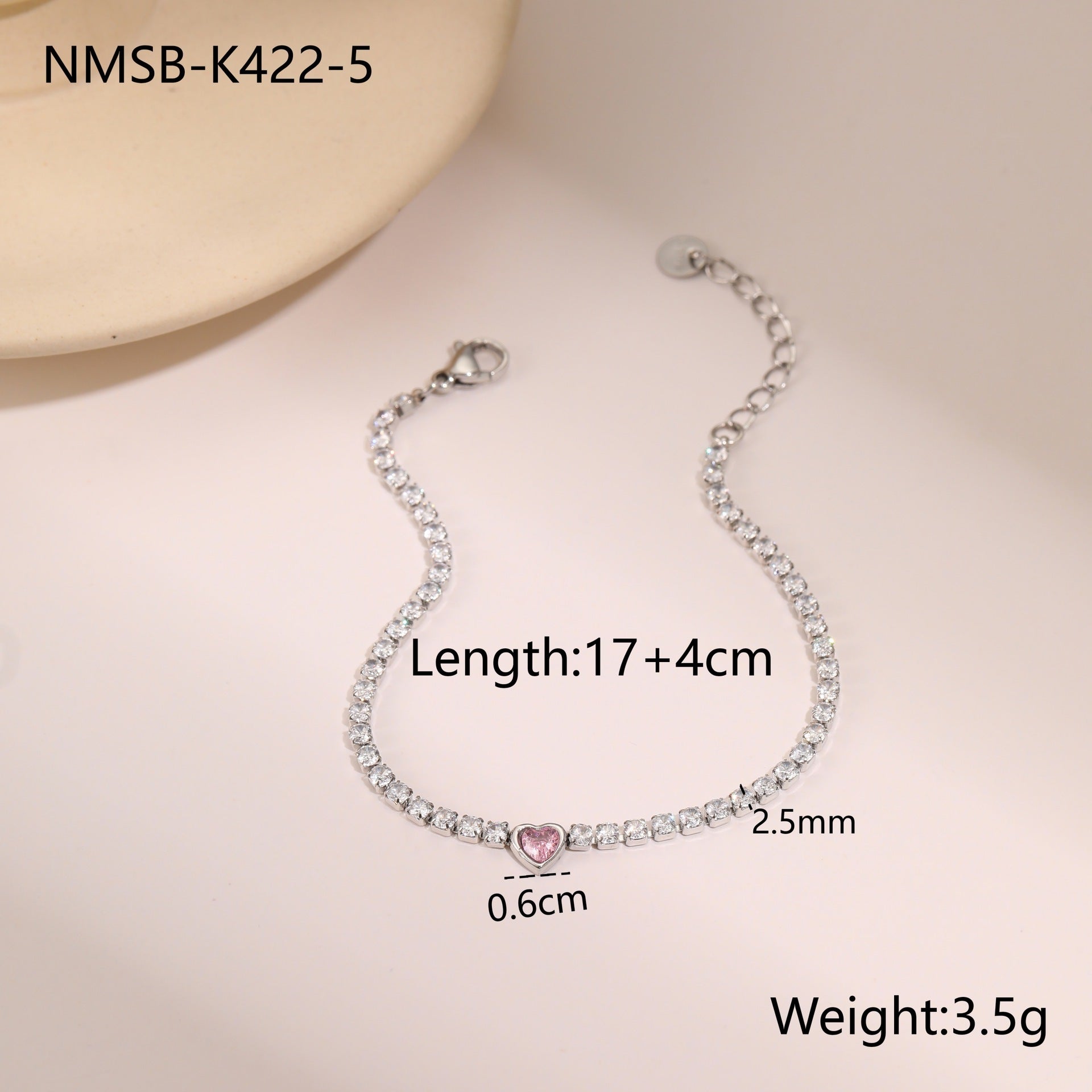 Titanium Steel Bracelet Inlaid Zircon Sweet