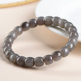 Natural Smokey Violet Hetian Jade Straight Cut Bracelet