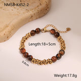 Retro Design Natural Stone Stainless Steel Bracelet Plated With Real Gold Special-interest