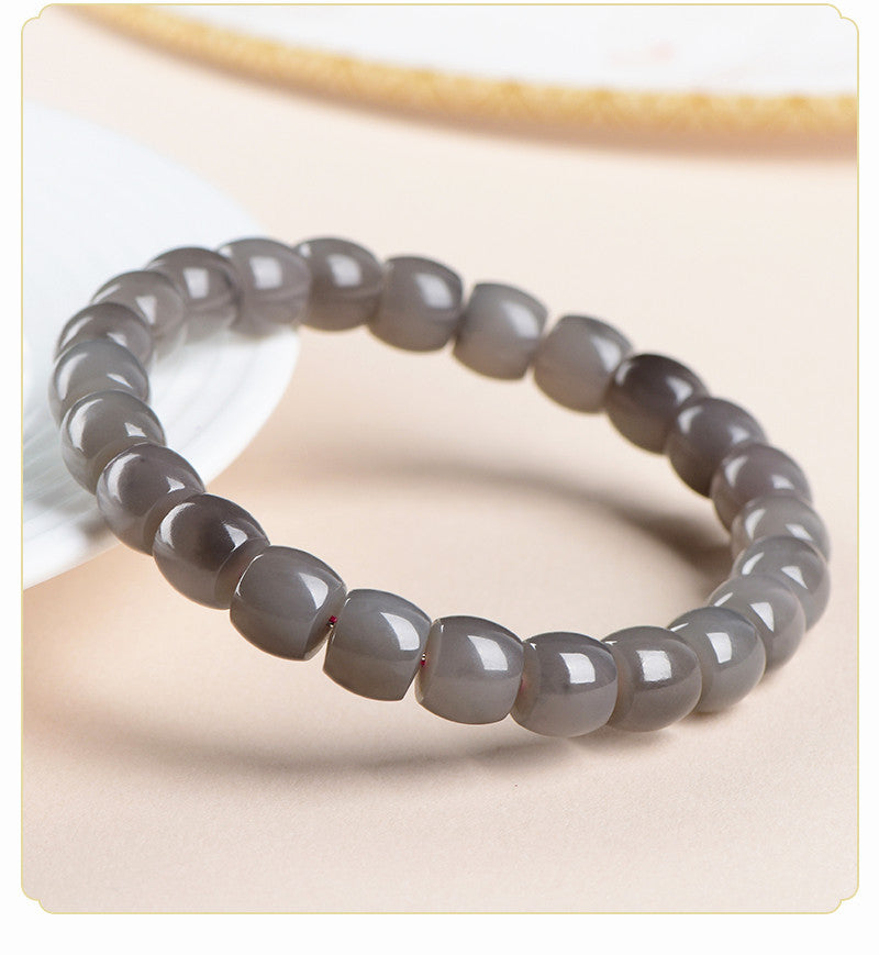 Natural Smokey Violet Hetian Jade Straight Cut Bracelet