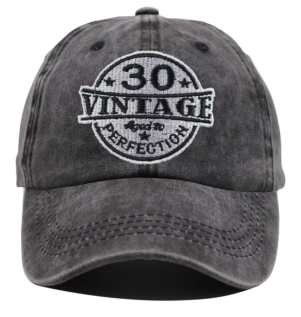 2pcs Vintage 30 Aged To Perfection Hat For Men Women, Adjustable Embroidered Wash Cotton Baseball Cap