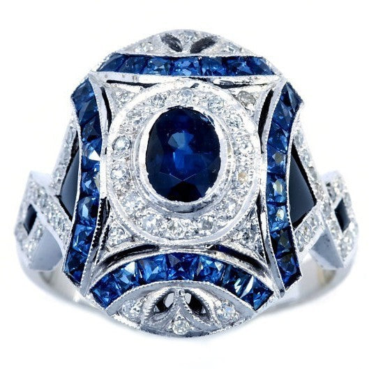European And American Fashion Luxury Sapphire Zircon Ring For Women