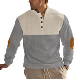 Men's Casual Button Half-open Stand Collar Coat Fashion Colorblock Sweater