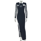 Body-hugging Shirt Collar Long Sleeve Design Hollow-out Dress