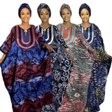 African Embroidered Printed Loose Robe With Headscarf