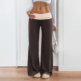 Women's Low Waist Color Matching Casual Sports Wide-leg Pants