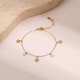 Ins Titanium Steel Bracelet 18K Gold Plating Zircon Star Pendant Exquisite