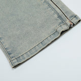 Washed White Straight Jeans For Men