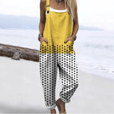 Female Digital 3D Printing Button Casual Suspender Trousers
