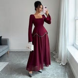 Minimalist Long Sleeve Senior Dress Women's Clothing