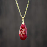 Emperor Stone Water Drop 18K Gold Plating Chain Pendant Necklace