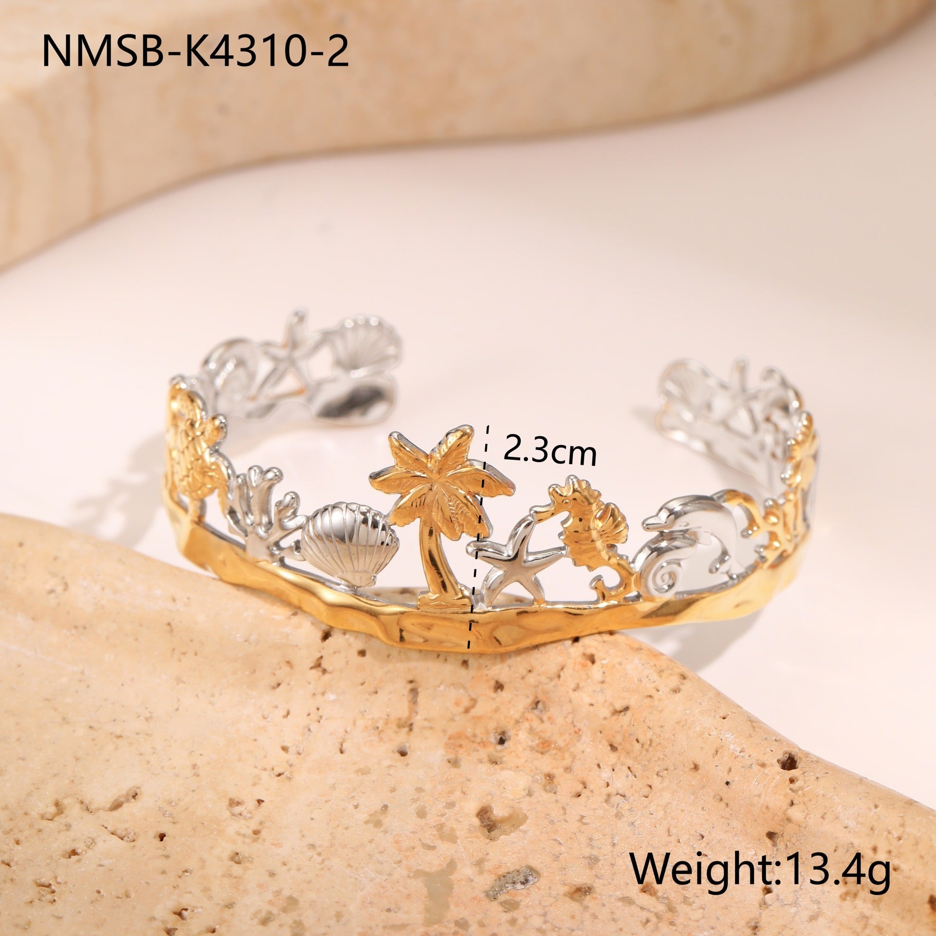 European And American Ocean Style Starfish Coconut Mermaid Stainless Steel Bracelet
