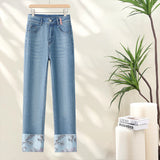 New Chinese Style Straight Jeans