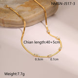 RETRO Geometric Square Zircon Necklace Stainless Steel Necklace Chain Like Flat Snake