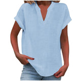 Solid Color Short Sleeve Women's Shirt