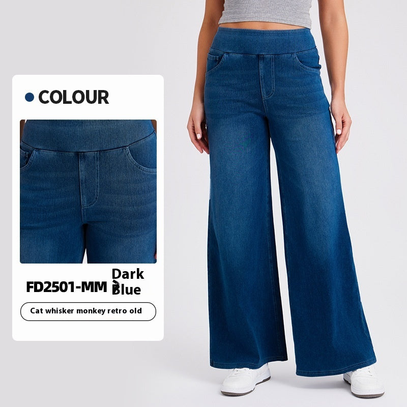 High Waist Straight Cat Beard Horse Riding Yoga Jeans