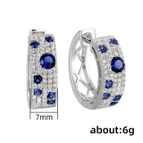 Korean Style Blue White Earrings Round Micro Inlaid Zircon Exquisite Ear Clip