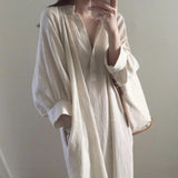 Spring And Autumn Dress Women's Casual Stand Collar Three-quarter Sleeve Lantern Sleeve Dress
