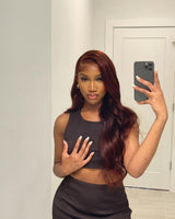 Reddish Brown 4x4 Lace Closure Human Hair Wig, Body Wave Wig, 150 Density
