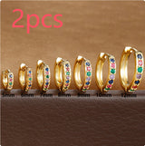 Trendy Circle Zircon Perforated Stud Earrings