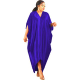 Women's African Plus Size Muslim Solid Color V-Neck Dress