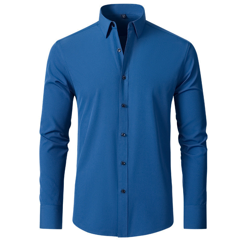 Korean Slim-fit Solid Color Shirt Men's Shirt