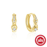 925 Sterling Silver Twisted Element Ear Ring High Sense Rhinestone Earrings