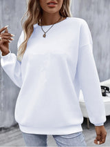 Thick Loose Round Neck Long Sleeve Solid Color Hoodie