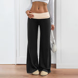 Women's Low Waist Color Matching Casual Sports Wide-leg Pants