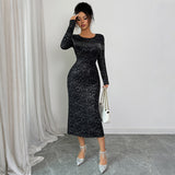 Elegant Simple Style Long Sleeve Dress Women's Clothing