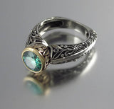 Flower-shaped Gold-plated Color Separation Vintage Gemstone Ring
