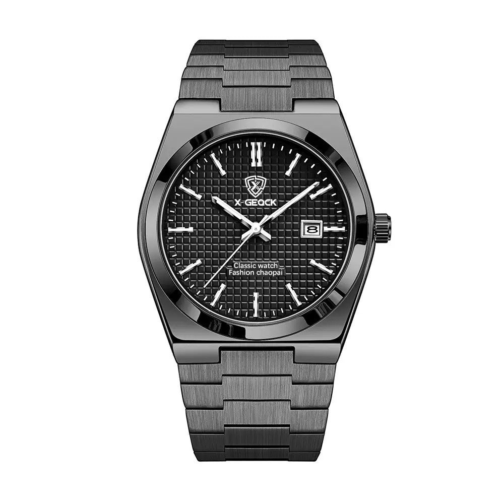 Men's Watch Quartz Simple Fashion Wrist Watch Steel Belt Waterproof Calendar Genuine Goods