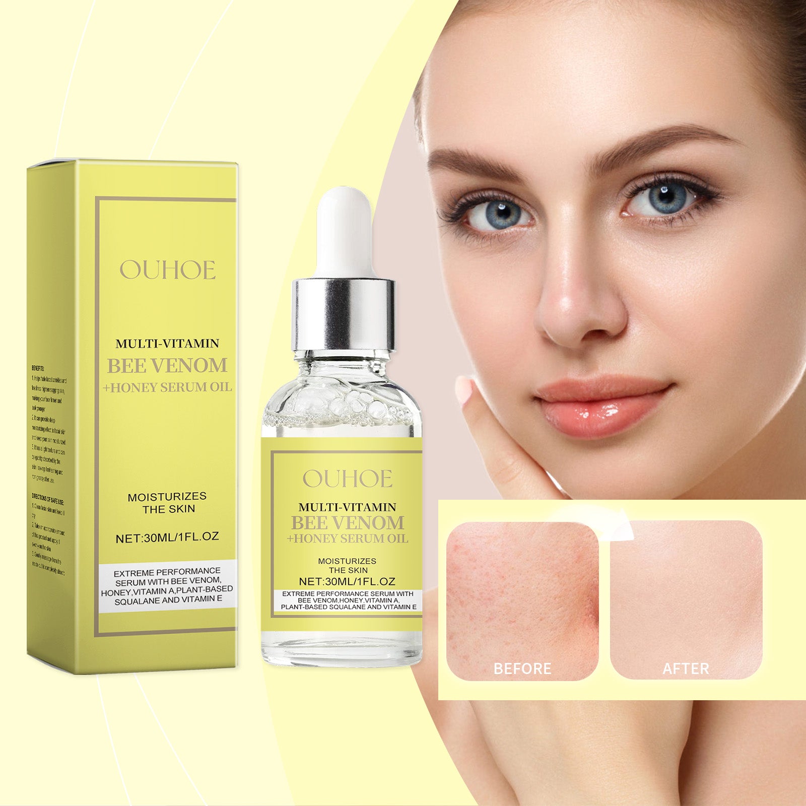 OUHOE Honey Essence Oil, Moisturizing And Moisturizing Skin Care Refreshing Essence Rejuvenating Skin Essence Oil