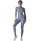 Women's Zipper Short Sleeve Yoga Bodysuit
