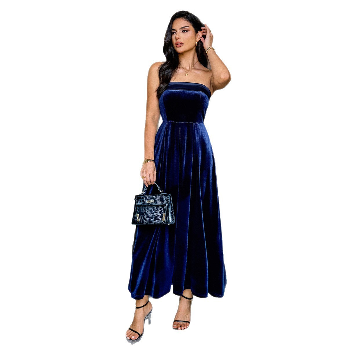 Tube Top Solid Color Dress Women's Clothing