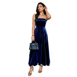 Tube Top Solid Color Dress Women's Clothing