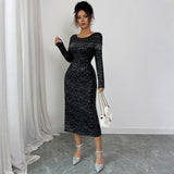 Elegant Simple Style Long Sleeve Dress Women's Clothing
