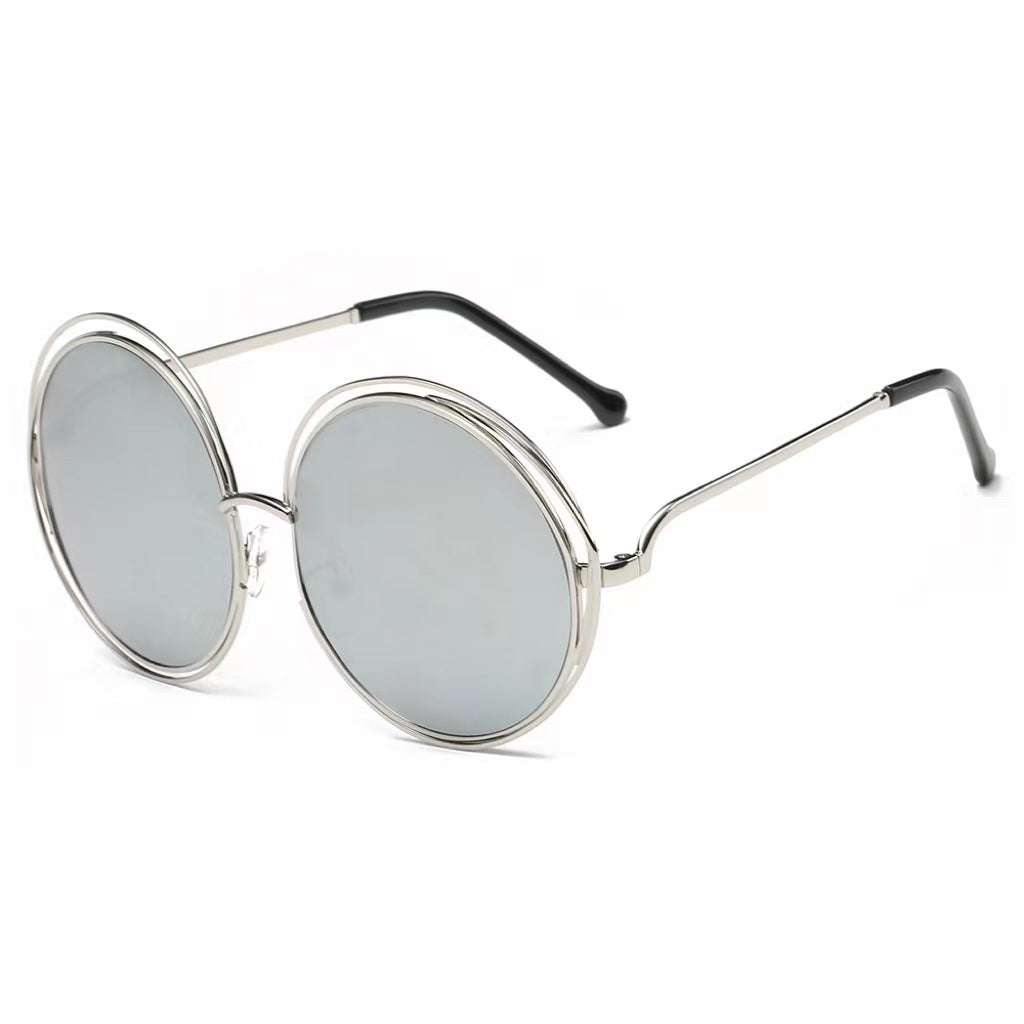 Large Frame Round Frame Women's Sun Glasses True Film Ink Mirror Flat Light Mirror