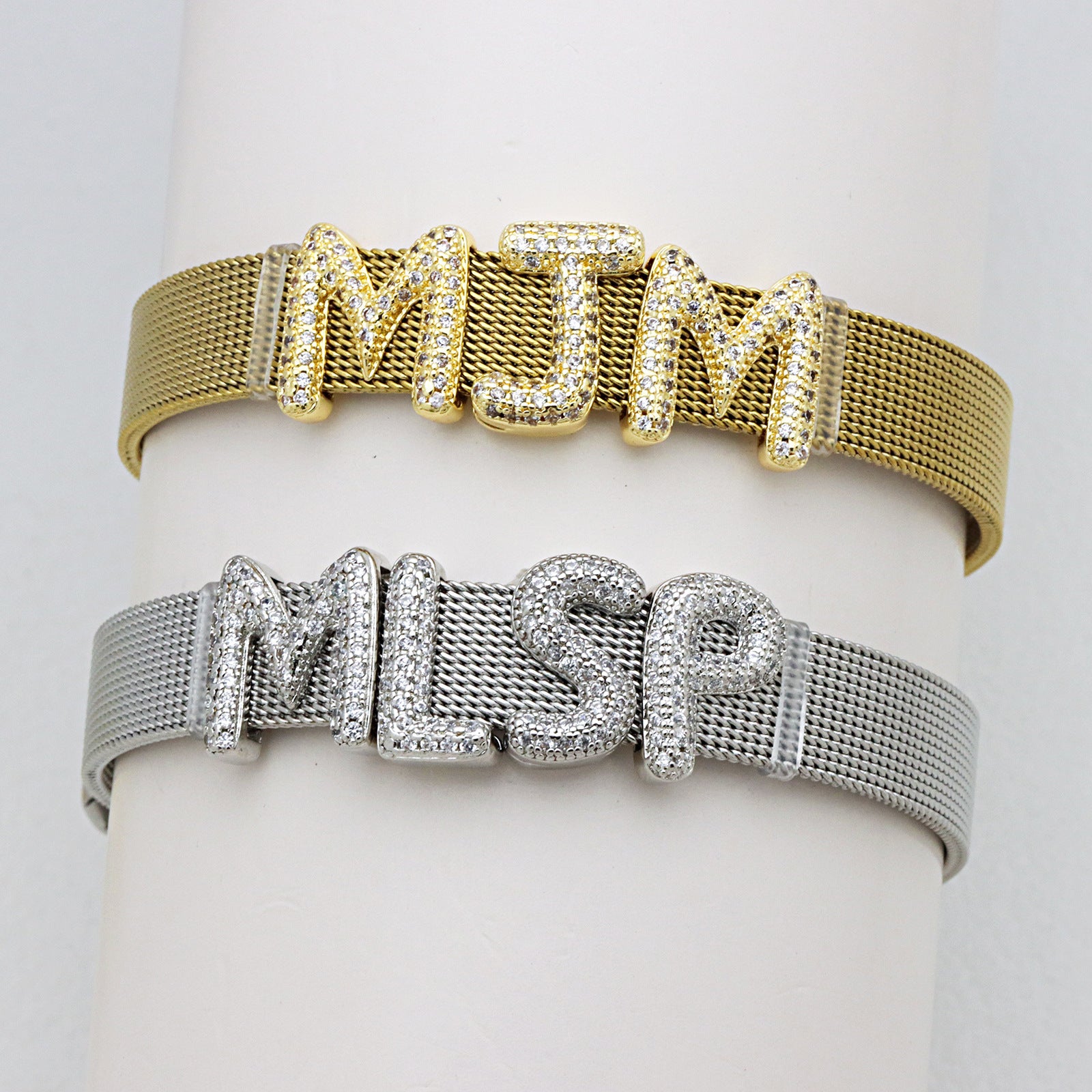 Retro Trend 26 English Micro Inlaid Zirconium Letter Bracelet
