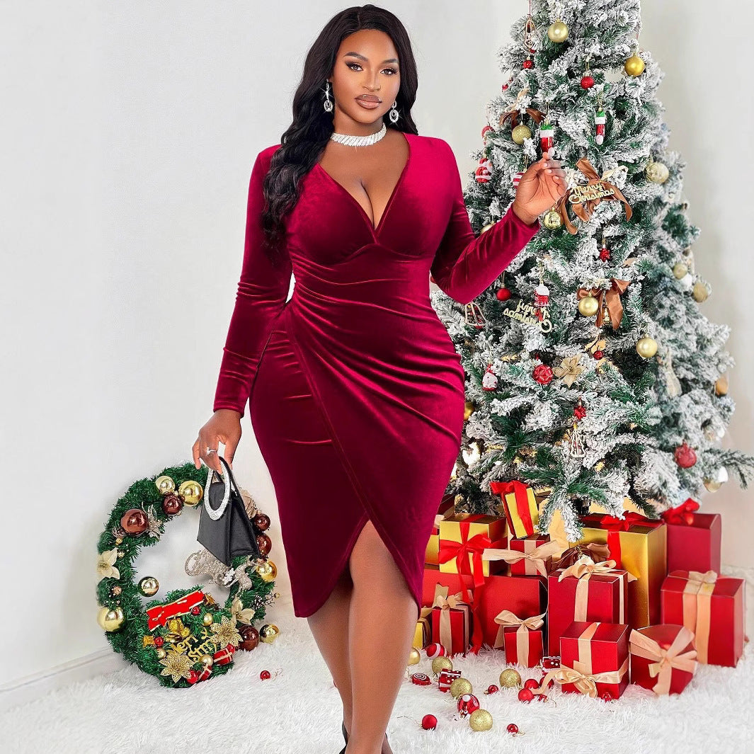 Fashion Personality Solid Color Female Dress