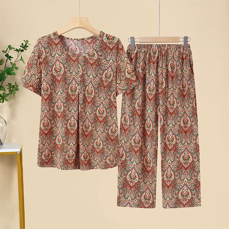 Middle-aged And Elderly Ice Silk Short Sleeve Suit