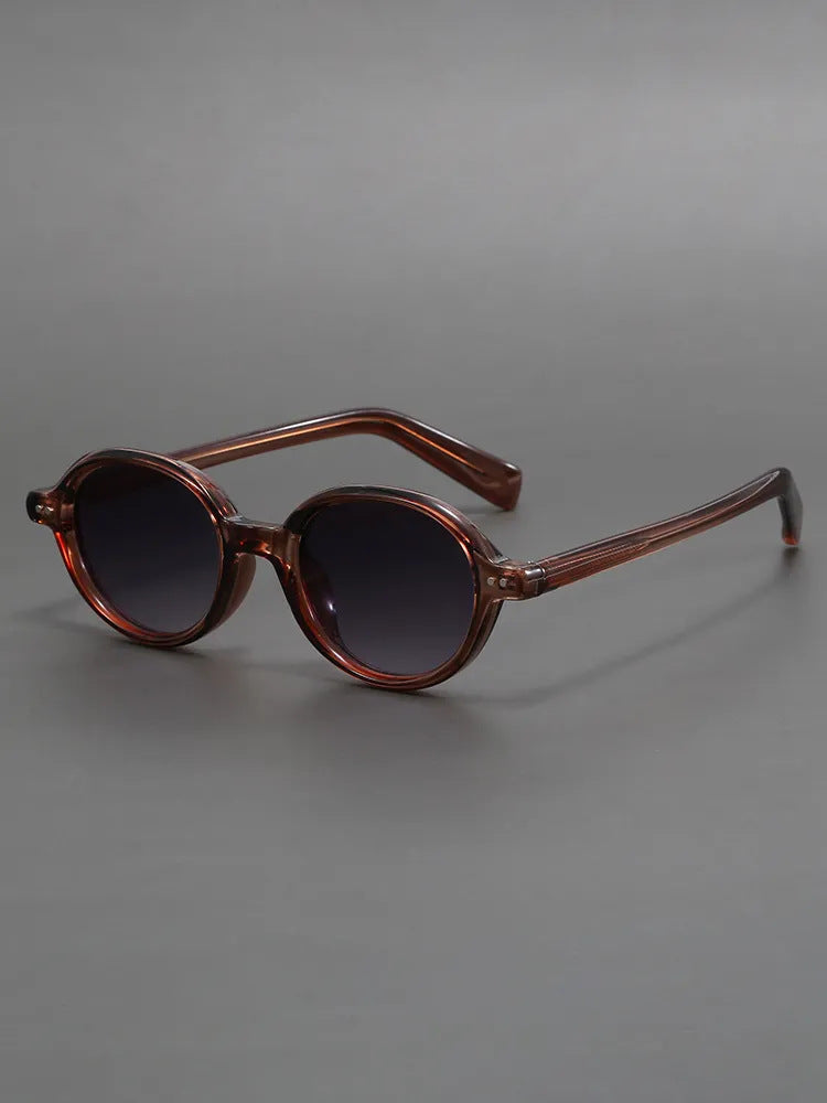 Retro Oval Black Frame Sun Shade Glasses