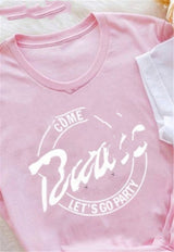 English Print Loose Round Neck Short Sleeve Tee