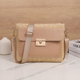 Straw Shoulder Bag Solid Color Crossbody