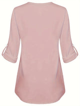 Women's Long Sleeved Simple And Versatile Casual Pearl Button Shirt
