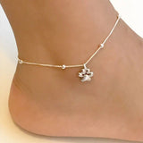 Bohemian Paw Print Pendant Beaded Anklet