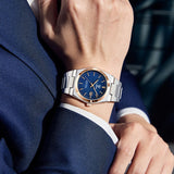 Men's Watch Quartz Simple Fashion Wrist Watch Steel Belt Waterproof Calendar Genuine Goods