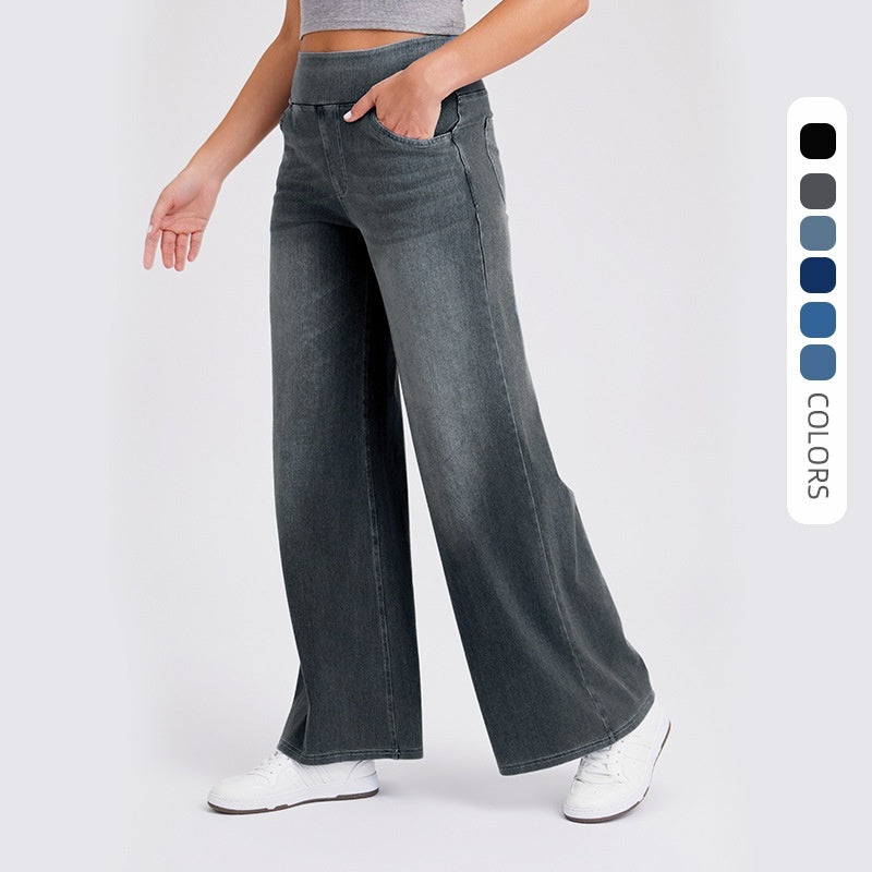 High Waist Straight Cat Beard Horse Riding Yoga Jeans